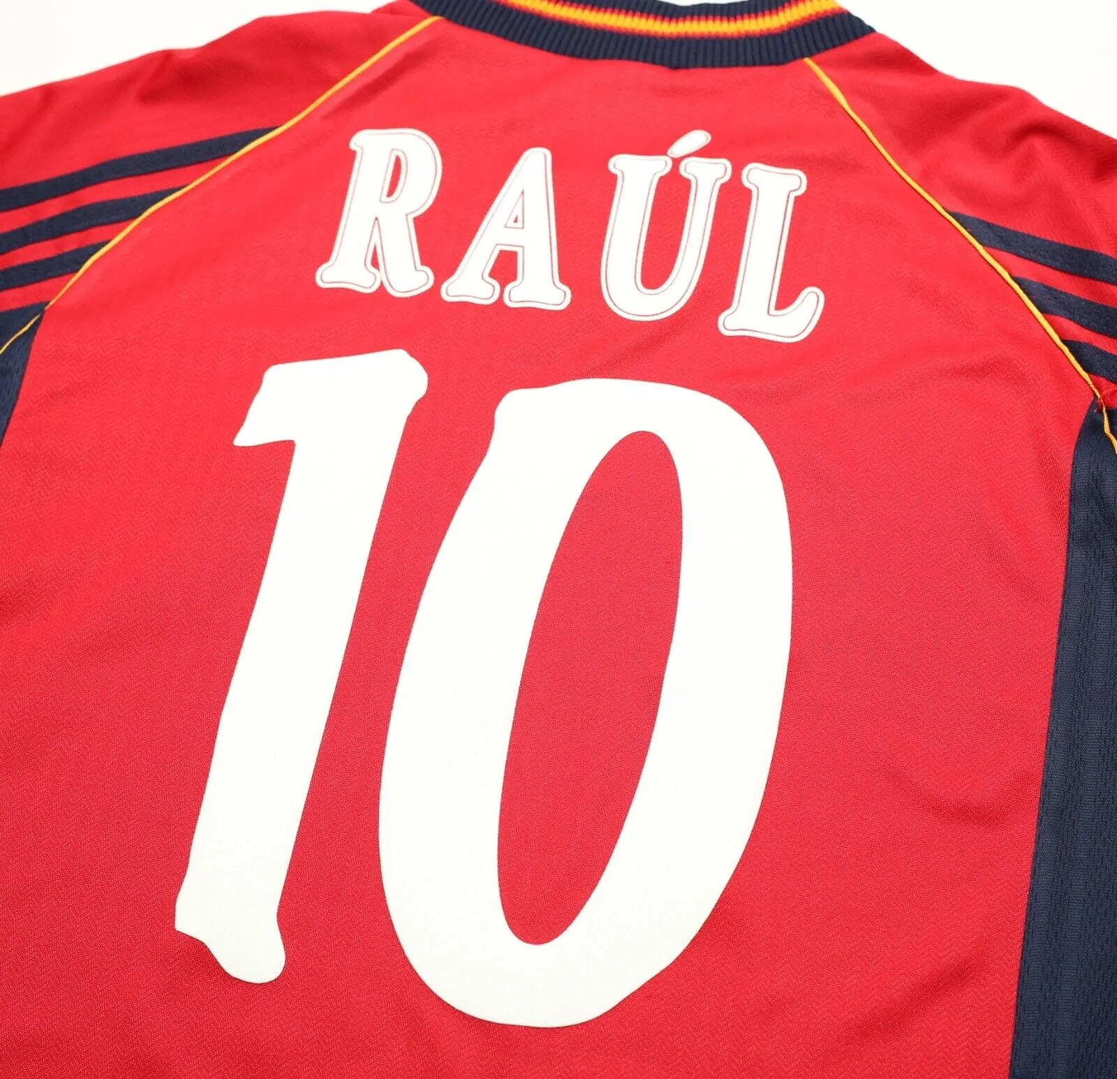 1998/00 RAUL #10 Spain Vintage adidas Home Football Shirt (L) World Cup 98