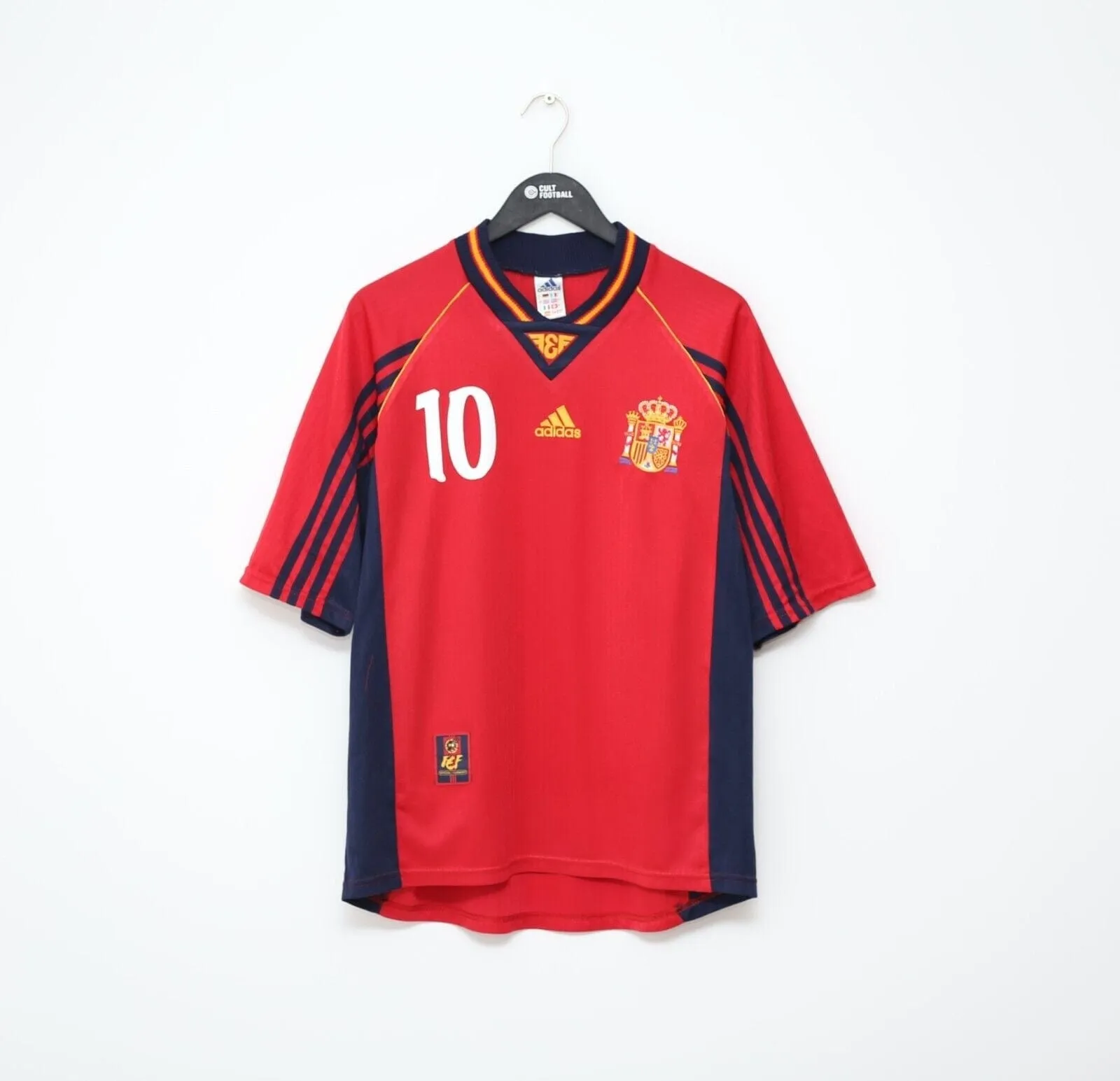 1998/00 RAUL #10 Spain Vintage adidas Home Football Shirt (L) World Cup 98