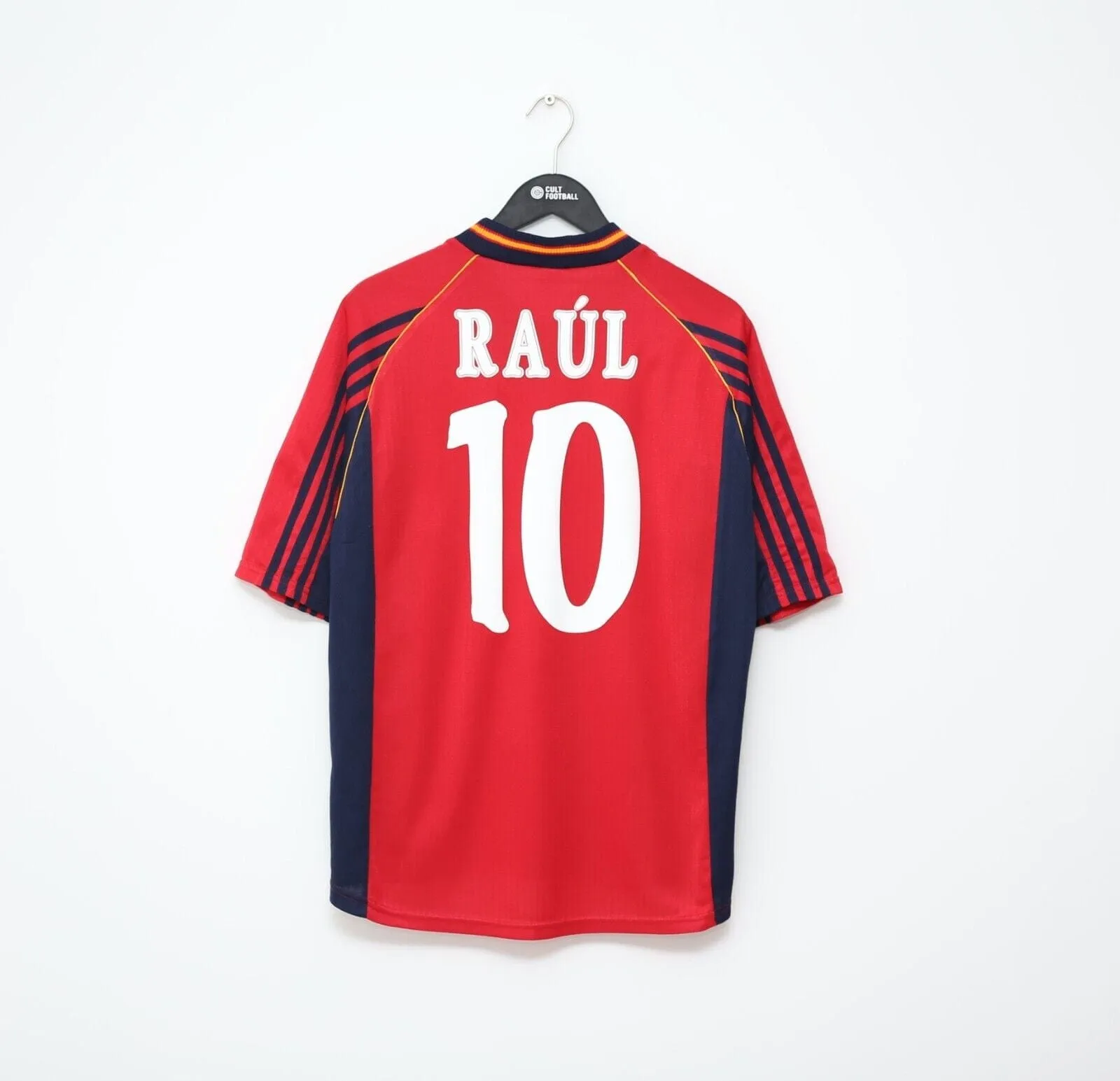 1998/00 RAUL #10 Spain Vintage adidas Home Football Shirt (L) World Cup 98