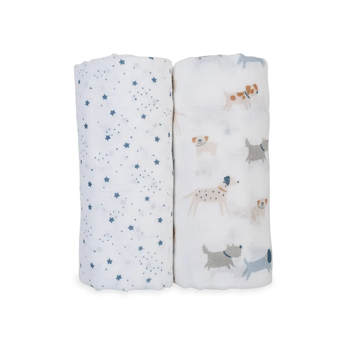 2-pack Cotton Swaddles - Puppy Dog/Stars