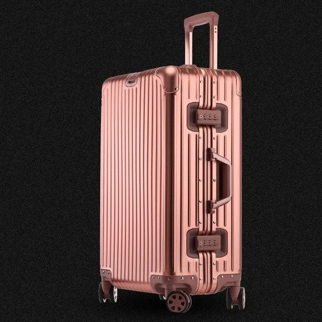 20'24'26'29'Inch Retro Aluminum Suitcase Carry On Cabin Tsa Scratch Resistant Luggage Metal Trolley