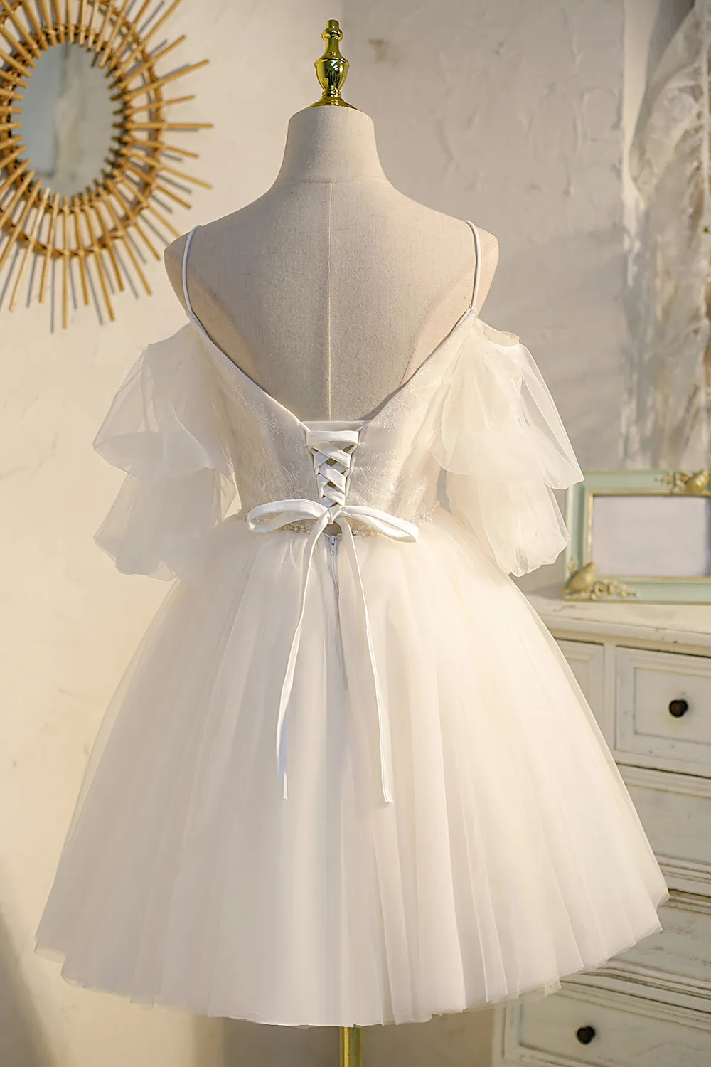 A-Line V-Neck Sweet Fairy Dress Tulle Homecoming Dress