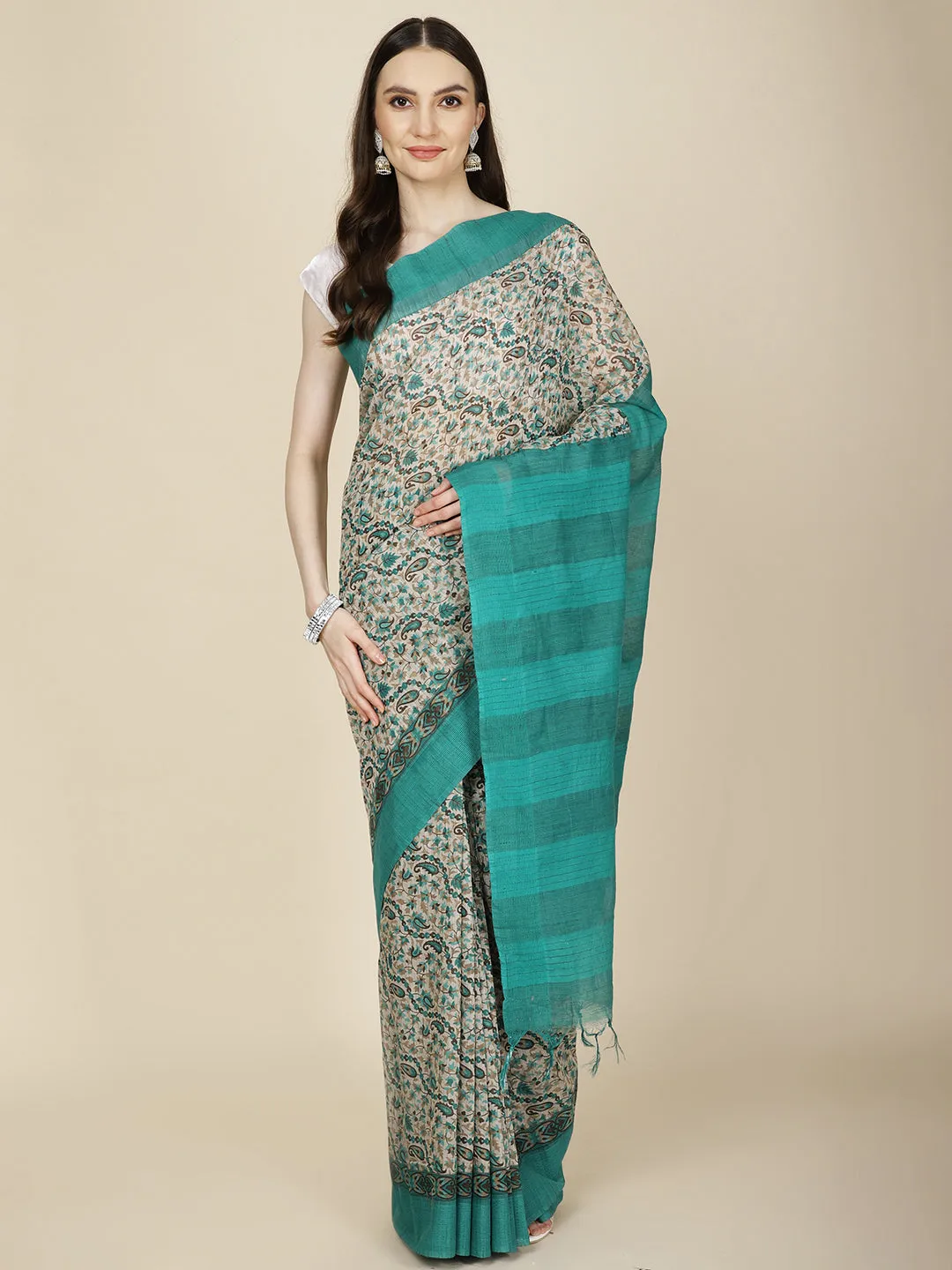 Abstract Printed Cotton Saree