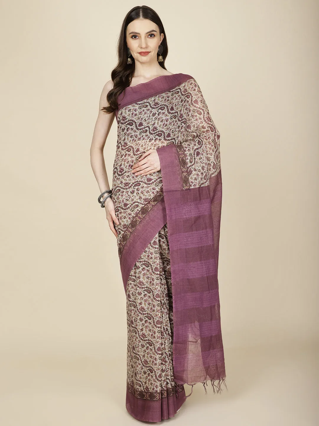 Abstract Printed Cotton Saree