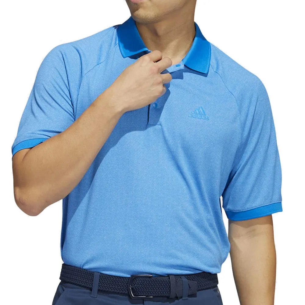 adidas Moss Stitch Jacquard Polo Shirt - Blue Rush/White