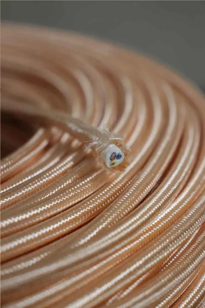 Aged Copper Braided Light Cord - 3 Core Insulated Cable