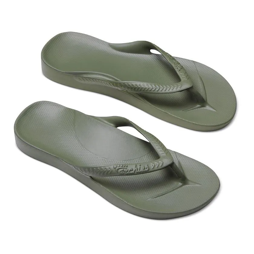 Archies Arch Support Flip Flops in Khaki