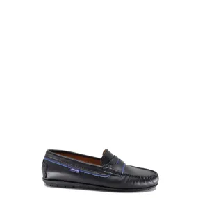 Atlanta Mocassin Black and Blue Leather Penny Loafer