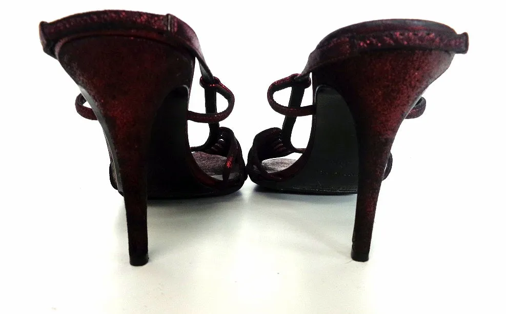 BADGLEY MISCHKA Red Metallic Suede Heels Size 38 1/2