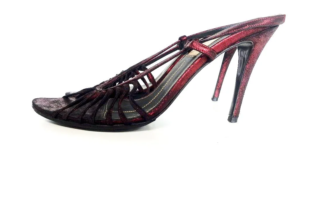 BADGLEY MISCHKA Red Metallic Suede Heels Size 38 1/2