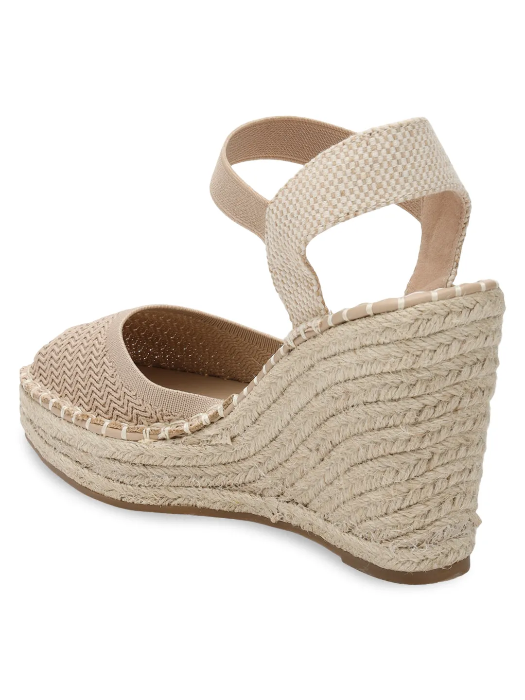 Beige Knitted Stylish Slip-On Wedges (TC-RS3662-BEIG)