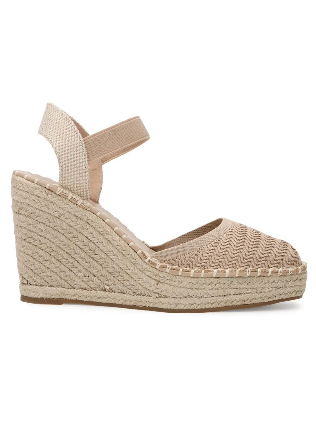 Beige Knitted Stylish Slip-On Wedges (TC-RS3662-BEIG)