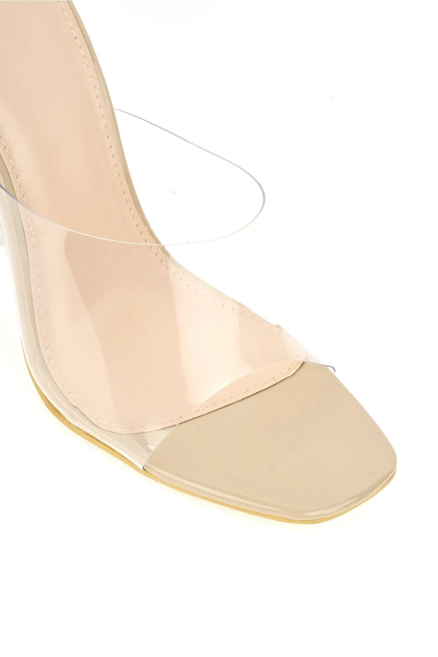 Bethan Perspex Spool Heel Mule in Nude