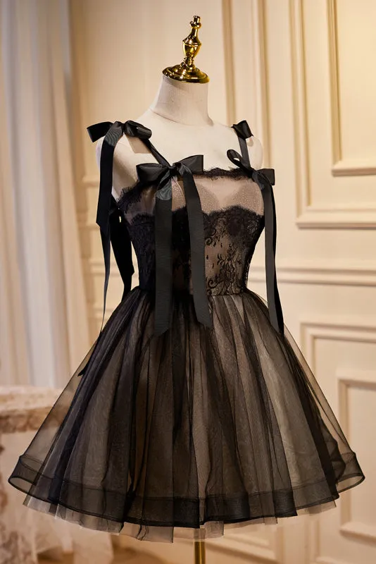 Black A-line Tulle Homecoming Dress LJ0573