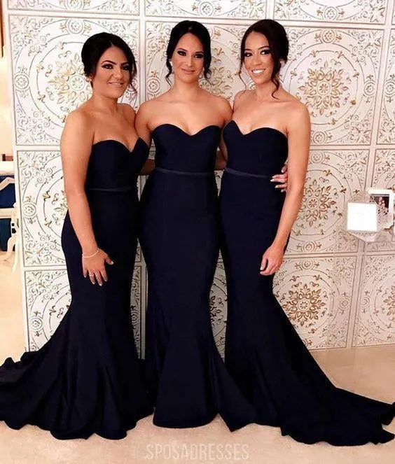 Black Mermaid Simple Long Cheap Bridesmaid Dresses Online, WG249