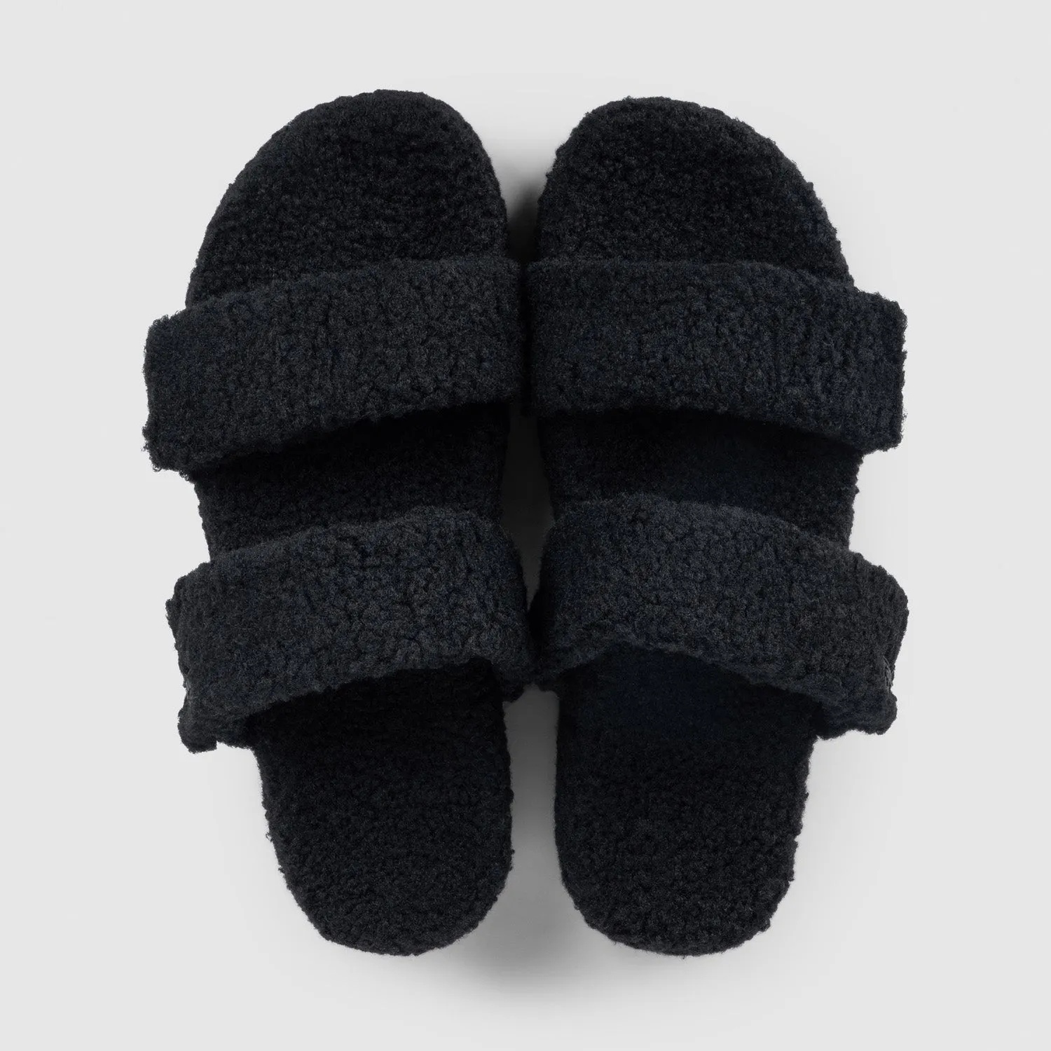 Black Two Strap Sherpa Platform