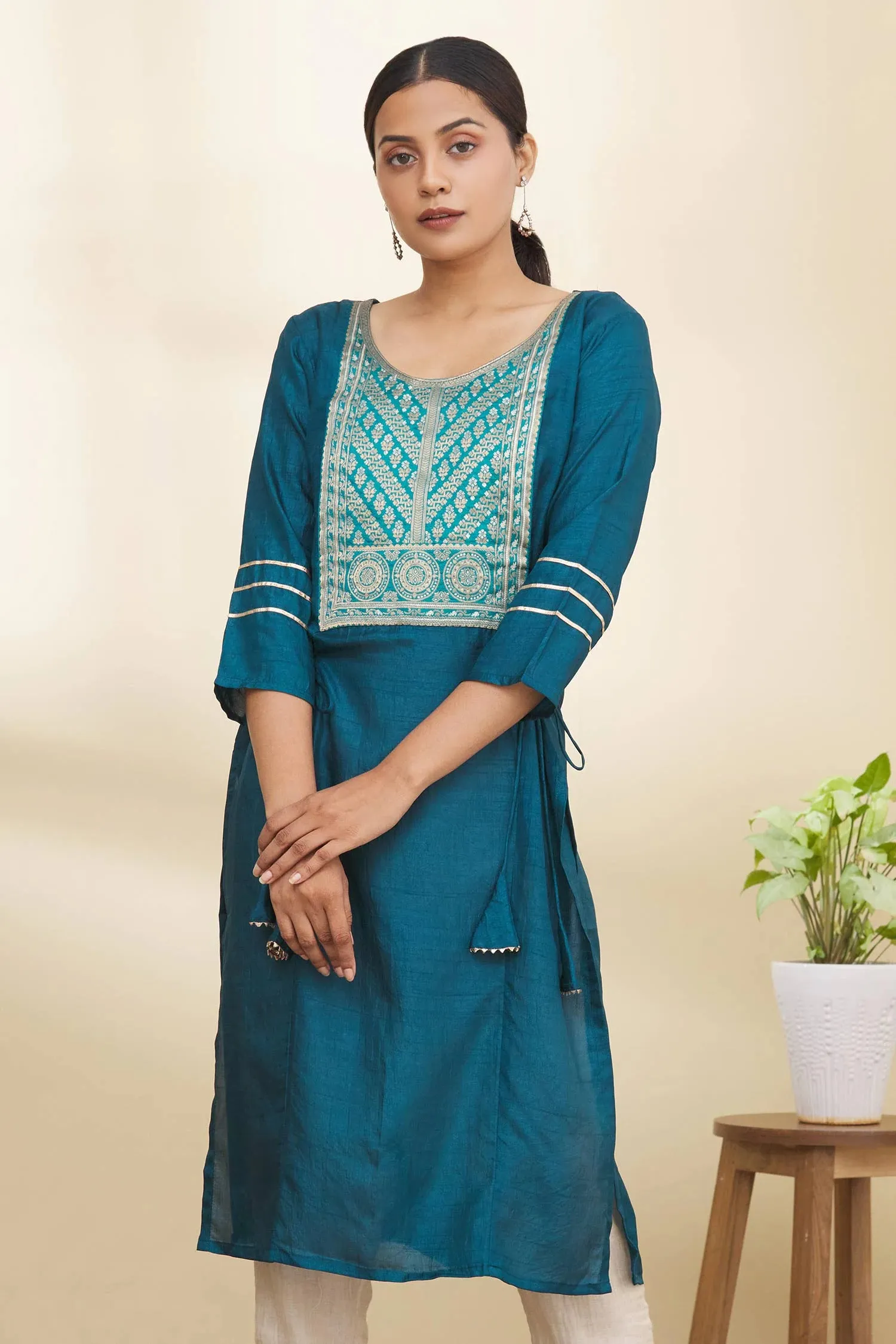 Blue Floral Design Kurta