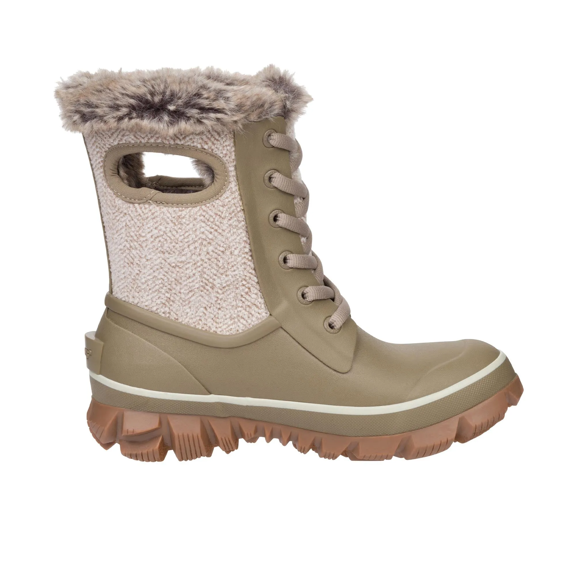 Bogs Womens Arcara Cozy Chevron Taupe