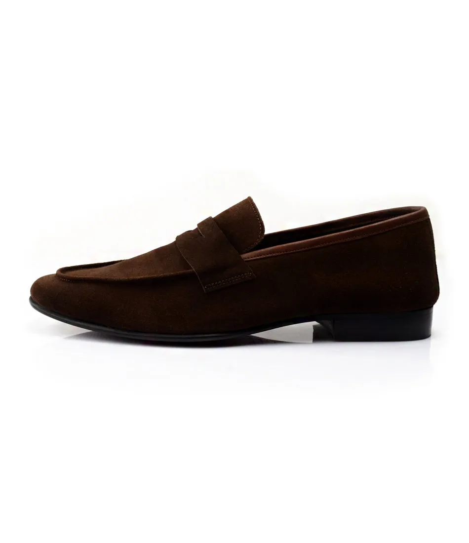 Brown Suede Penny Loafers - Ultra-Flex