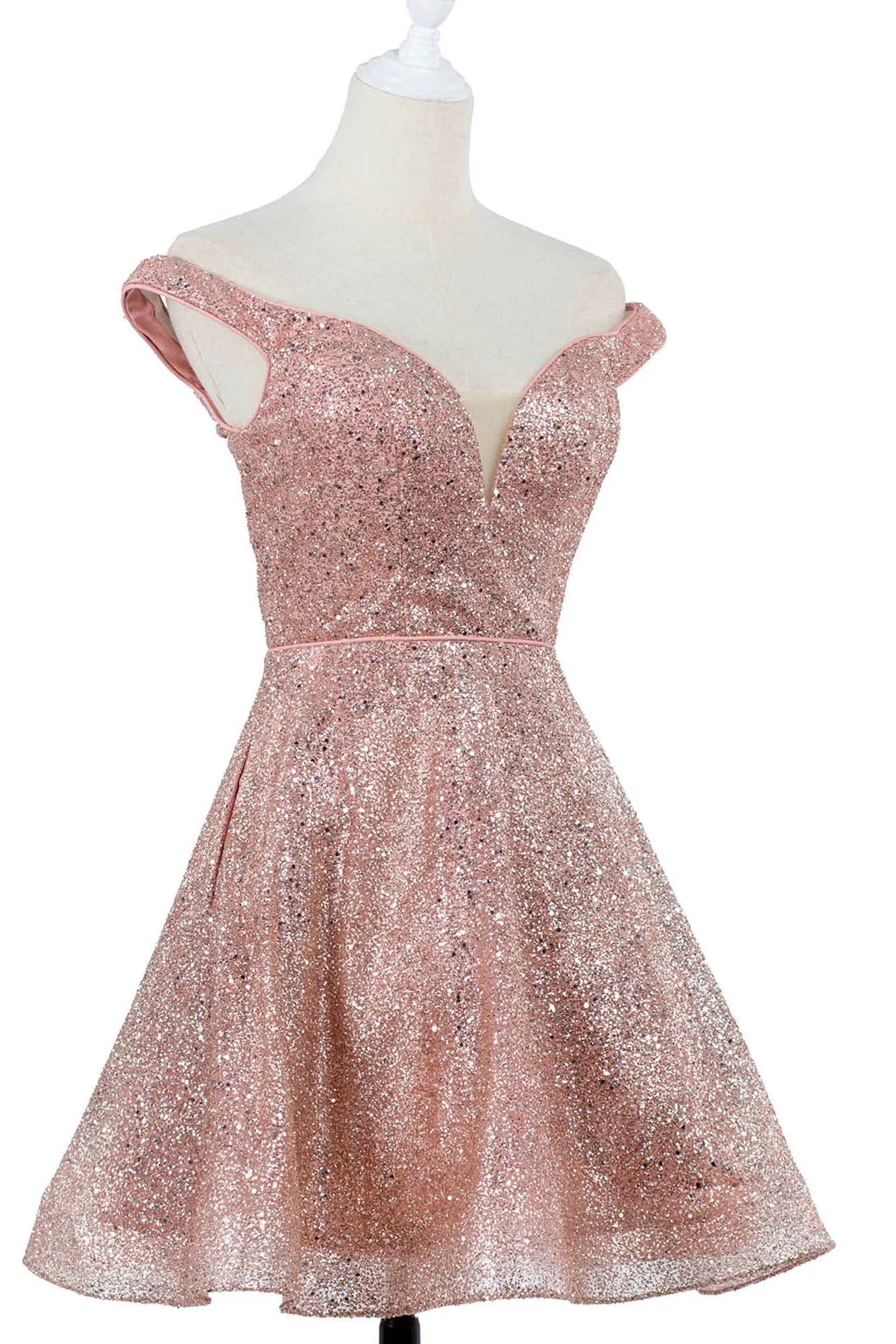 Charming Short A-Line V-Neck Glitter Homecoming Dress