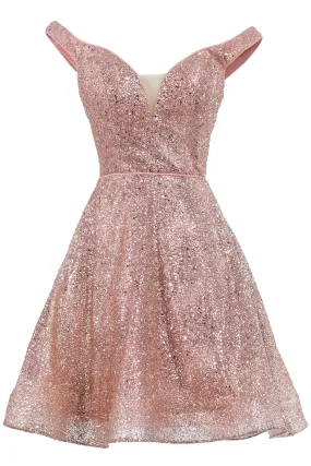 Charming Short A-Line V-Neck Glitter Homecoming Dress