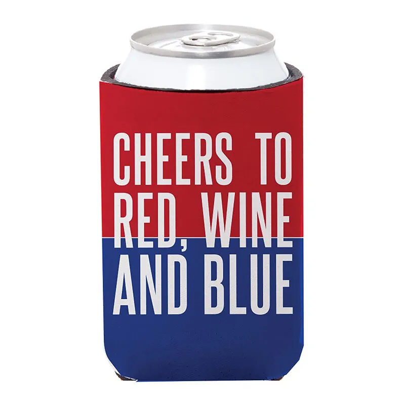 'Cheers to Red, Wine, and Blue' Insulated Can Cover