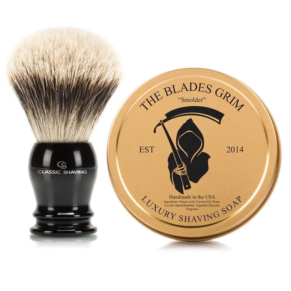 Classic Brand Shaving Brushes & Grim Soap Combo