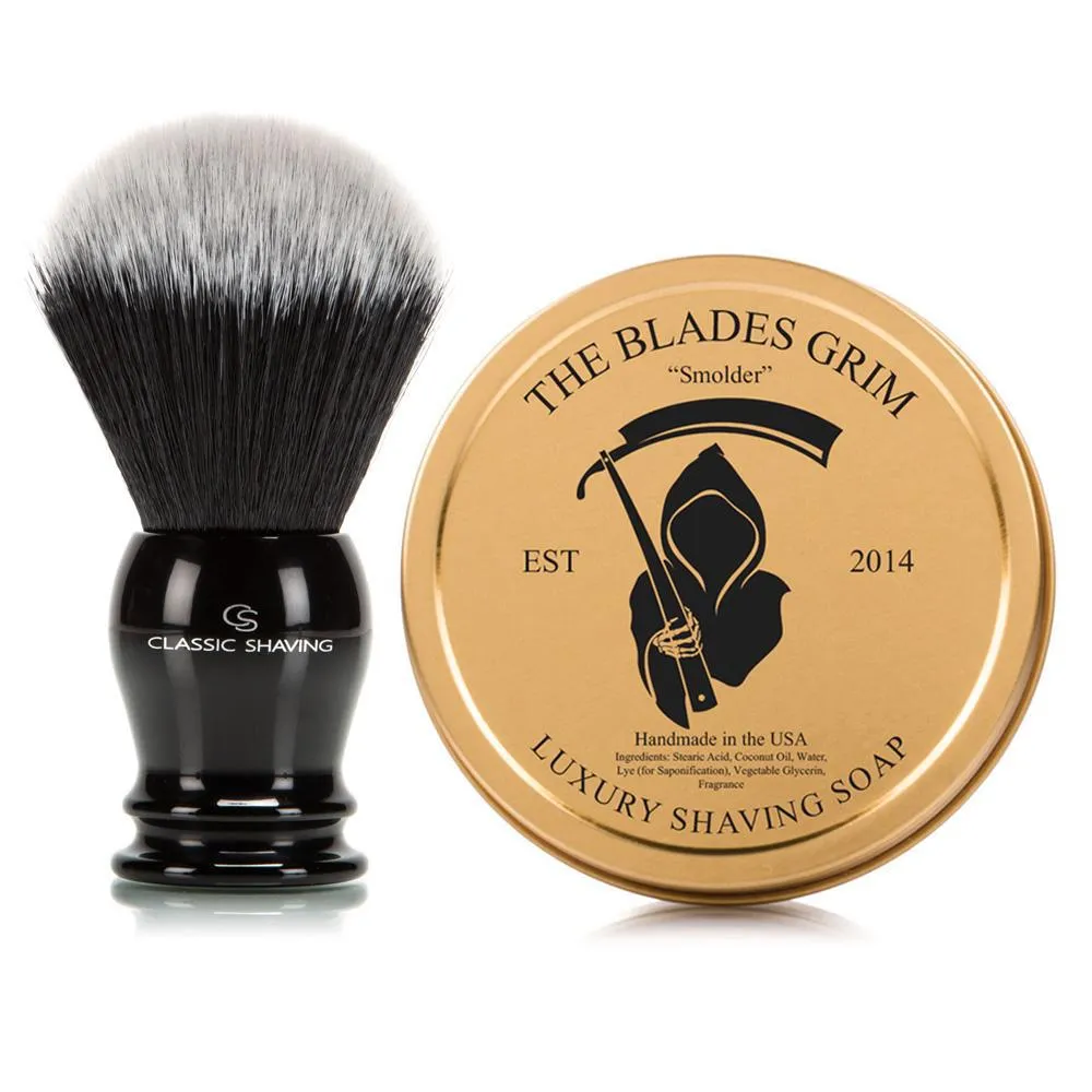 Classic Brand Shaving Brushes & Grim Soap Combo