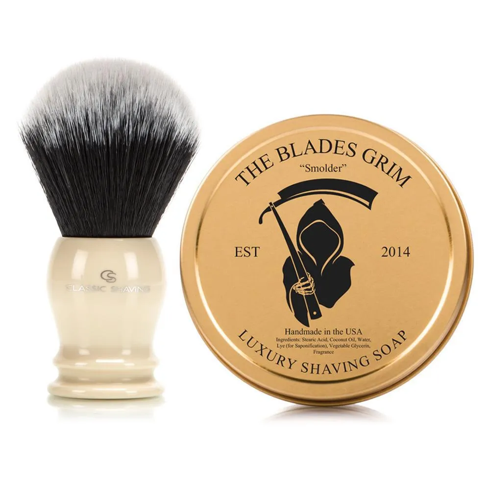 Classic Brand Shaving Brushes & Grim Soap Combo