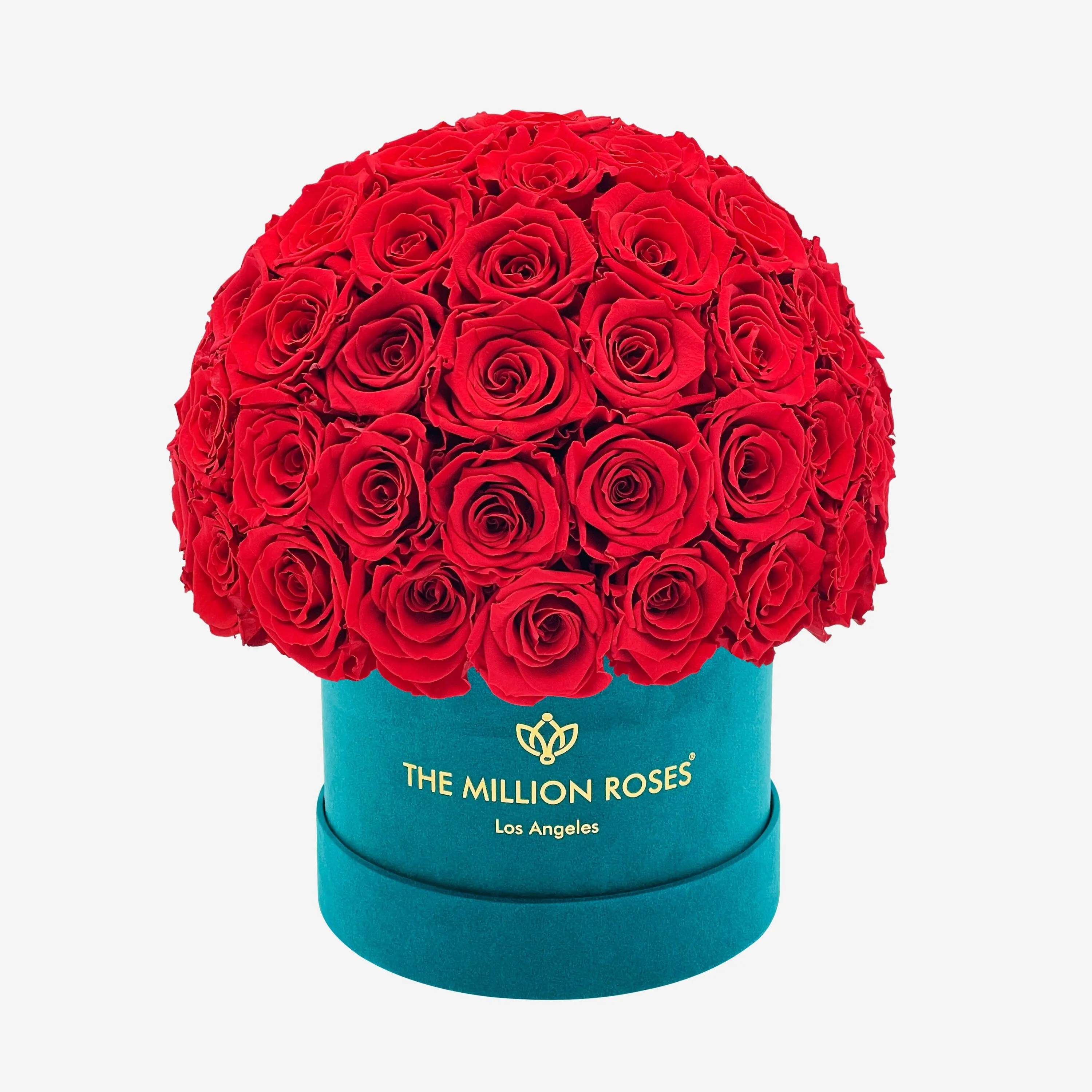 Classic Dark Green Suede Superdome Box | Red Roses