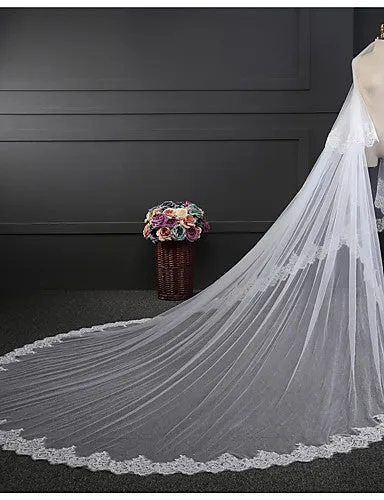 Classic Two-tier Double Layered Wedding Veil with Embroidery OV6