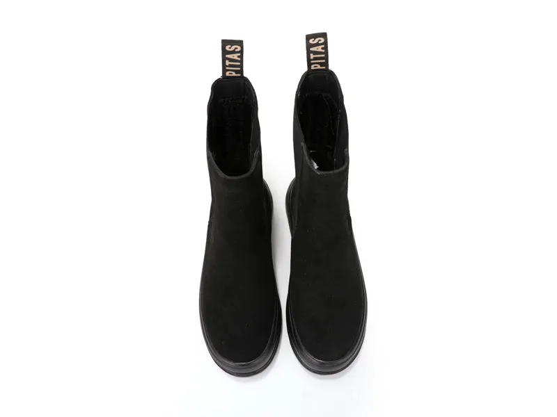 Combat Black Suede Mid-Calf Chelsea Boots