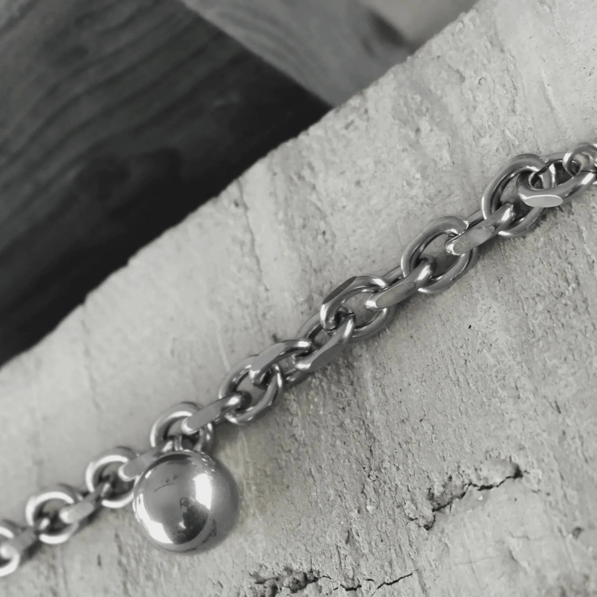 Courage Waterproof Short Mega Ball Necklace Silver Plating