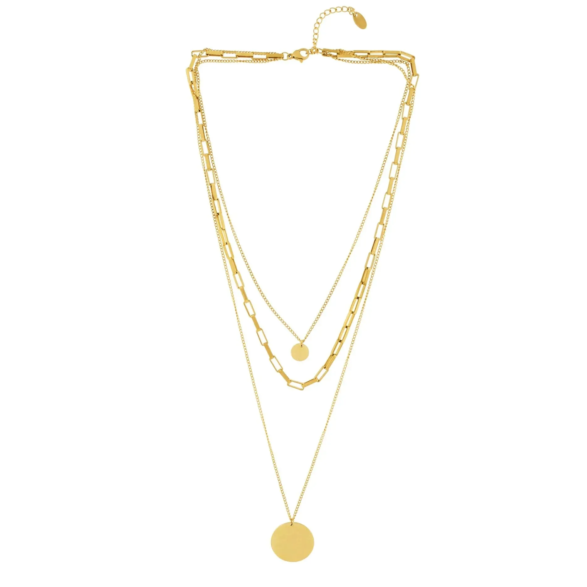 Courage Waterproof Short Pre Layered Geometric Necklace 18K Gold Plating