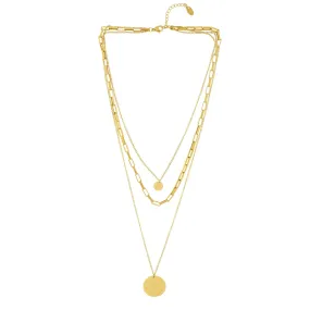 Courage Waterproof Short Pre Layered Geometric Necklace 18K Gold Plating