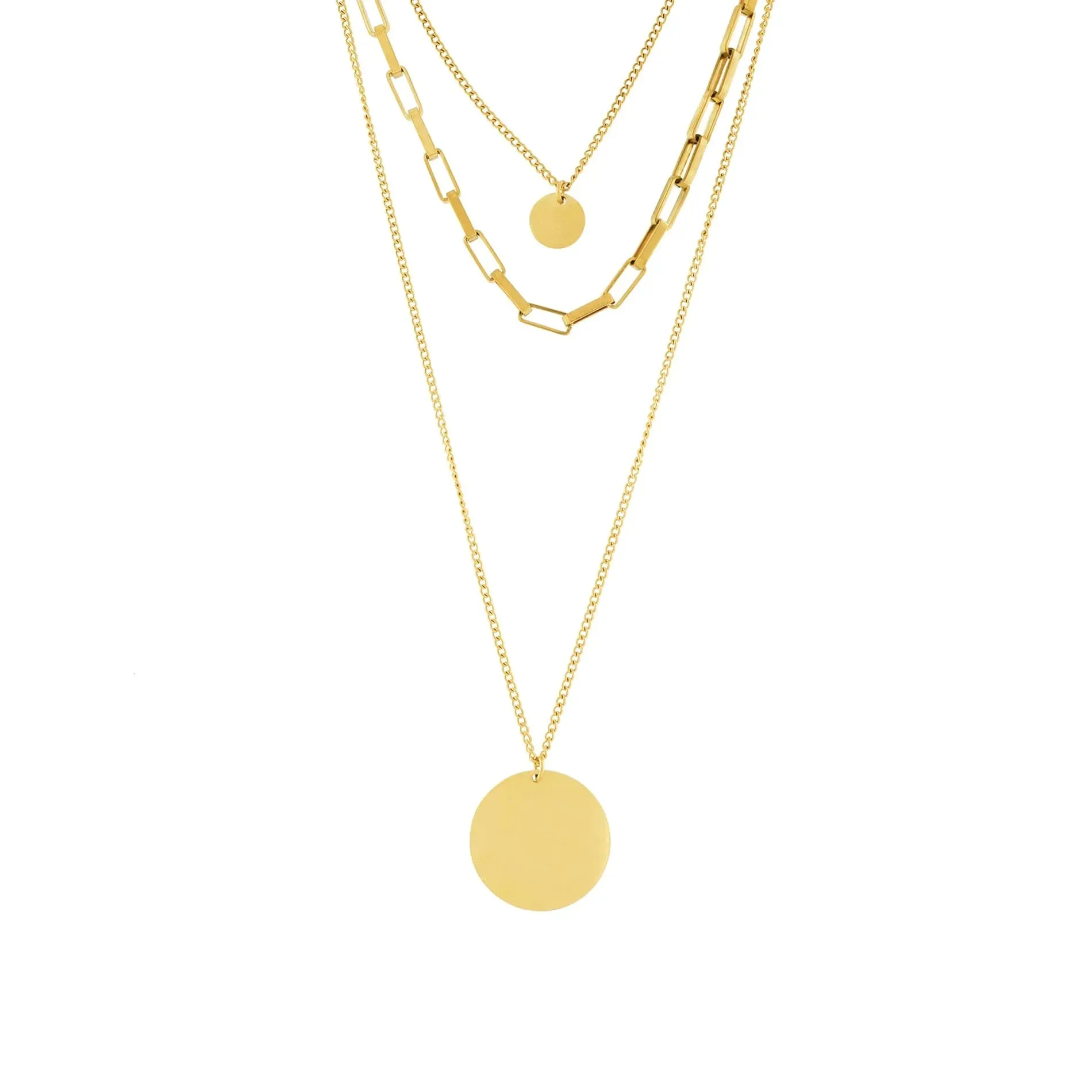 Courage Waterproof Short Pre Layered Geometric Necklace 18K Gold Plating