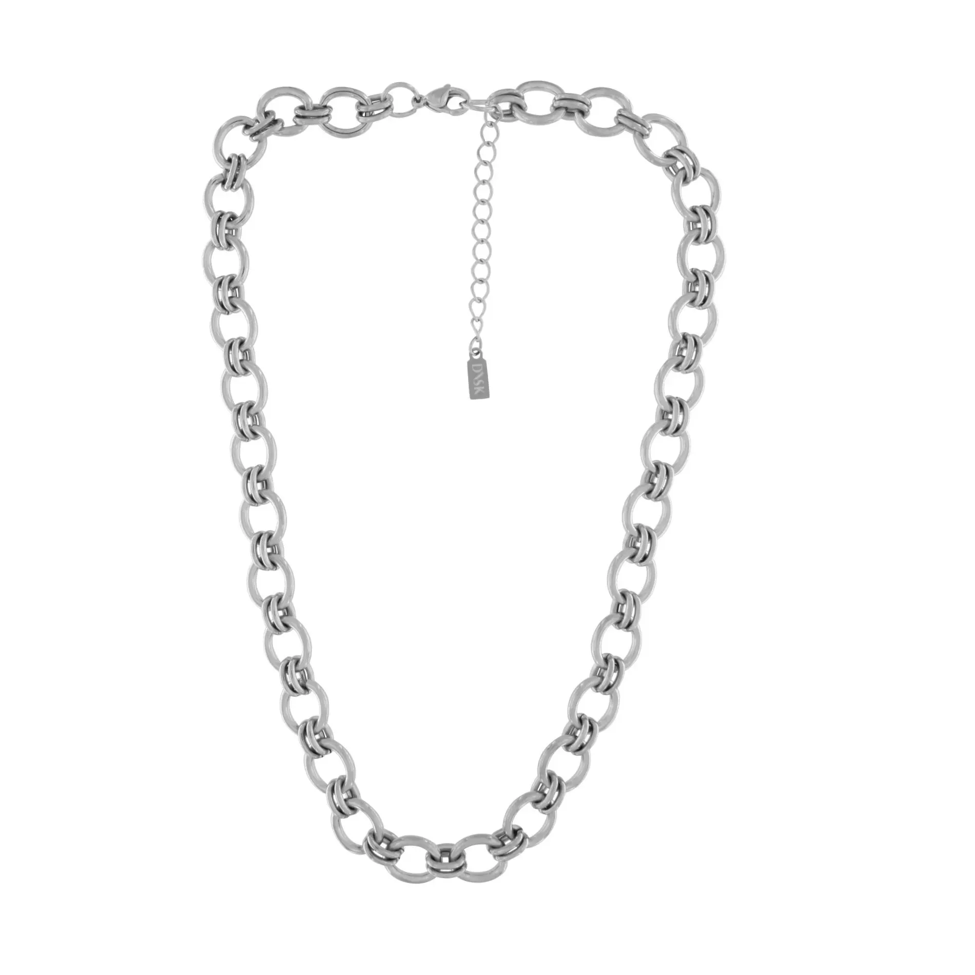 Courage Waterproof Short Smooth Link Necklace Silver Plating