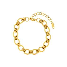 Courage Waterproof Smooth Link Bracelet 18K Gold Plating