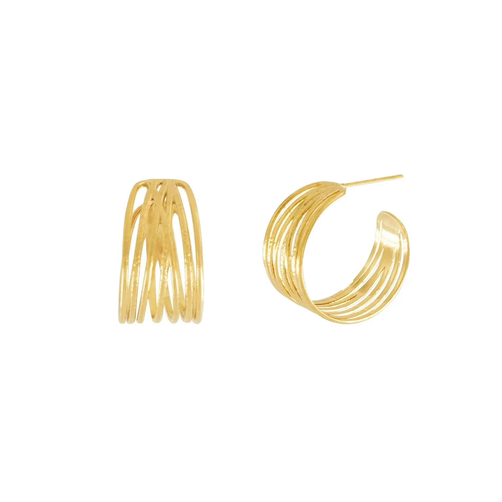 Courage Waterproof String Statement Hoop Earring 18K Gold Plating