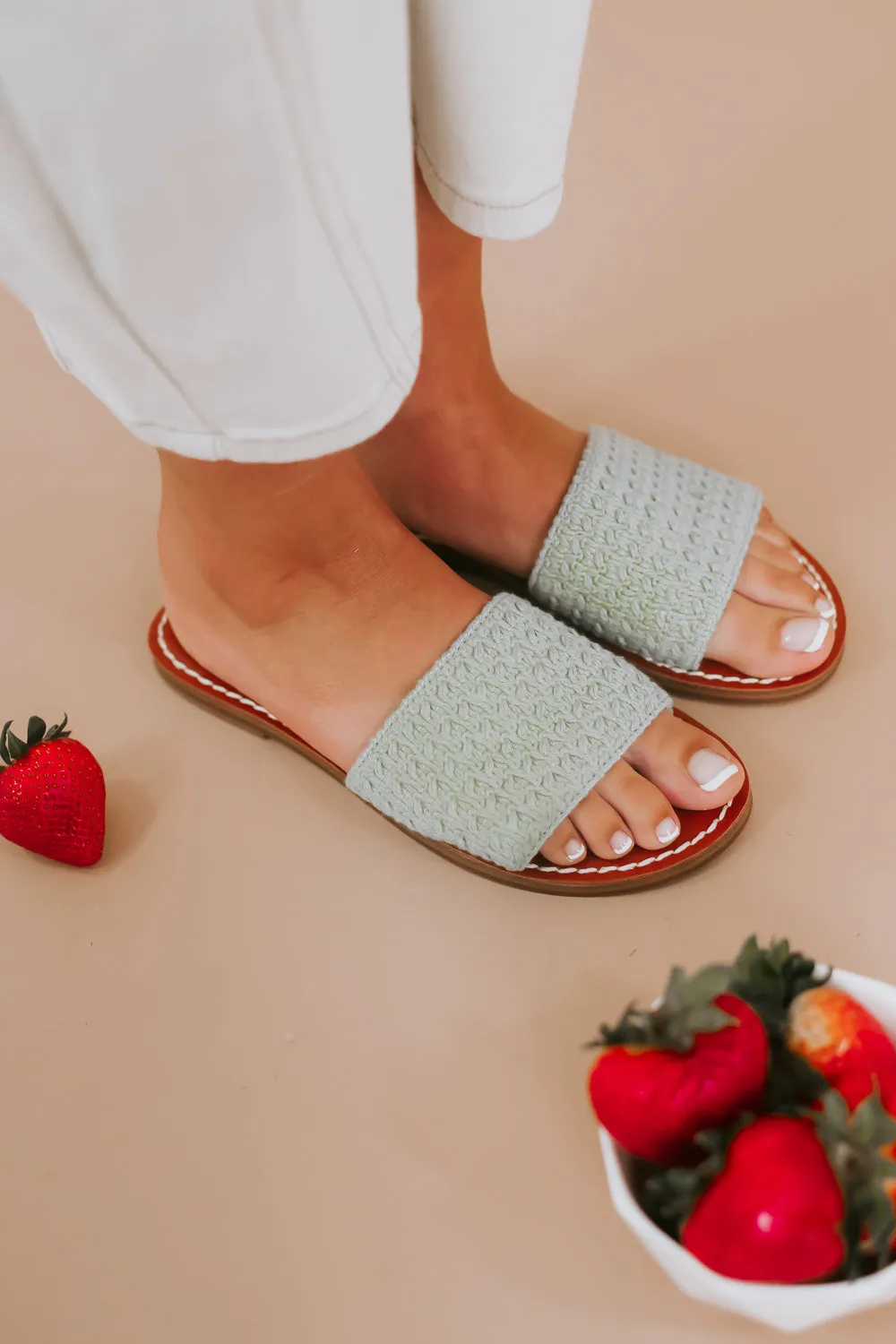 Crochet Slip On Sandal, Sage