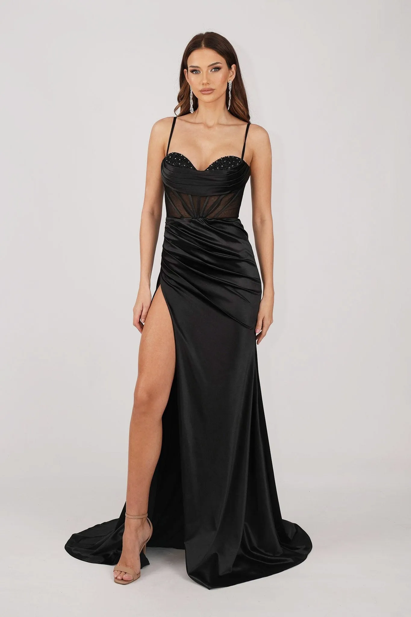 CRYSTAL Corset Gown - Black