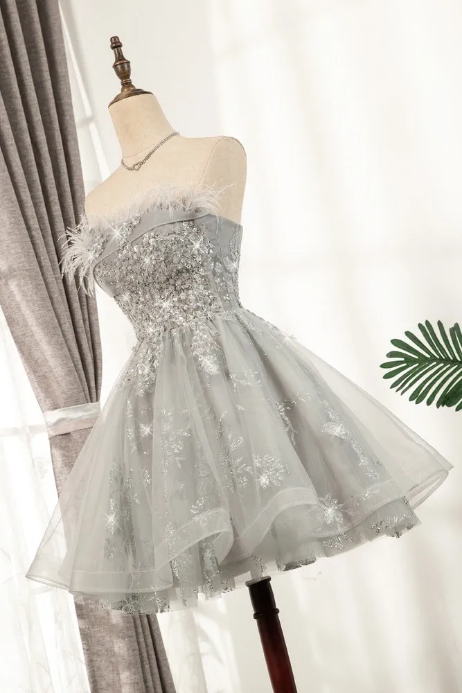 Cute Strapless Short Lace Up Beading Homecoming Dresses Sweet 16 Dress M0927