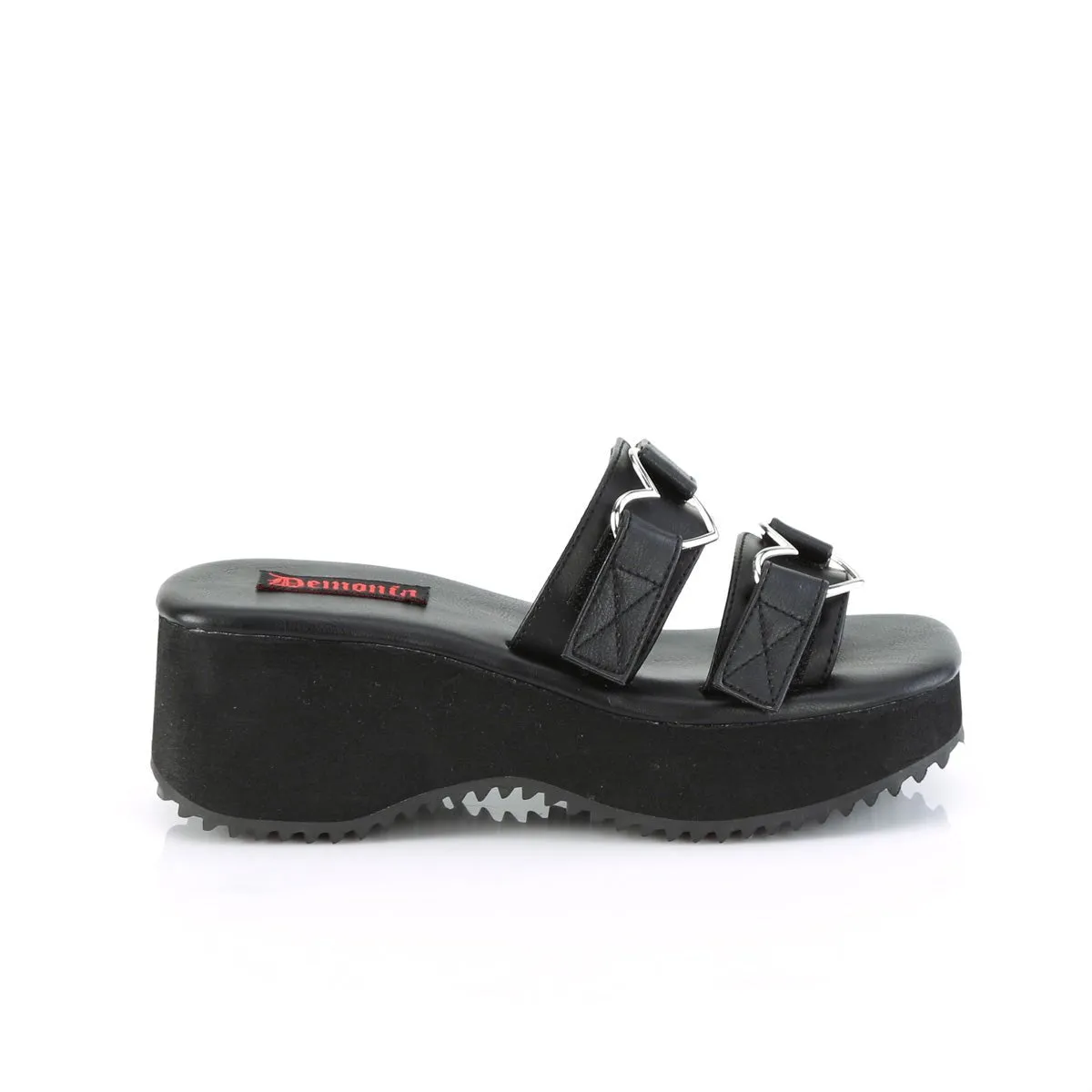 Demonia FLIP-12 | Black Vegan Leather Sandals