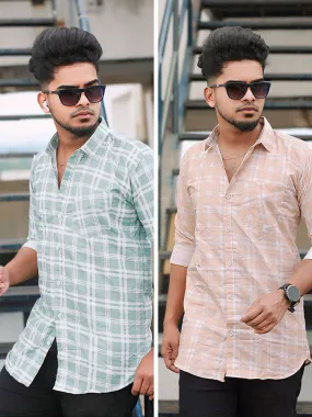 Double Delight: Buy Two Satin Cotton Casual Shirt  Combo for Just ₹444! ✨