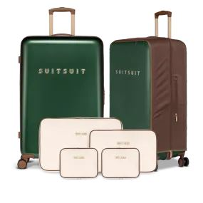 Optimized Product Title: Sleek Beetle Green Suitcase Set - Full Package (76 cm)