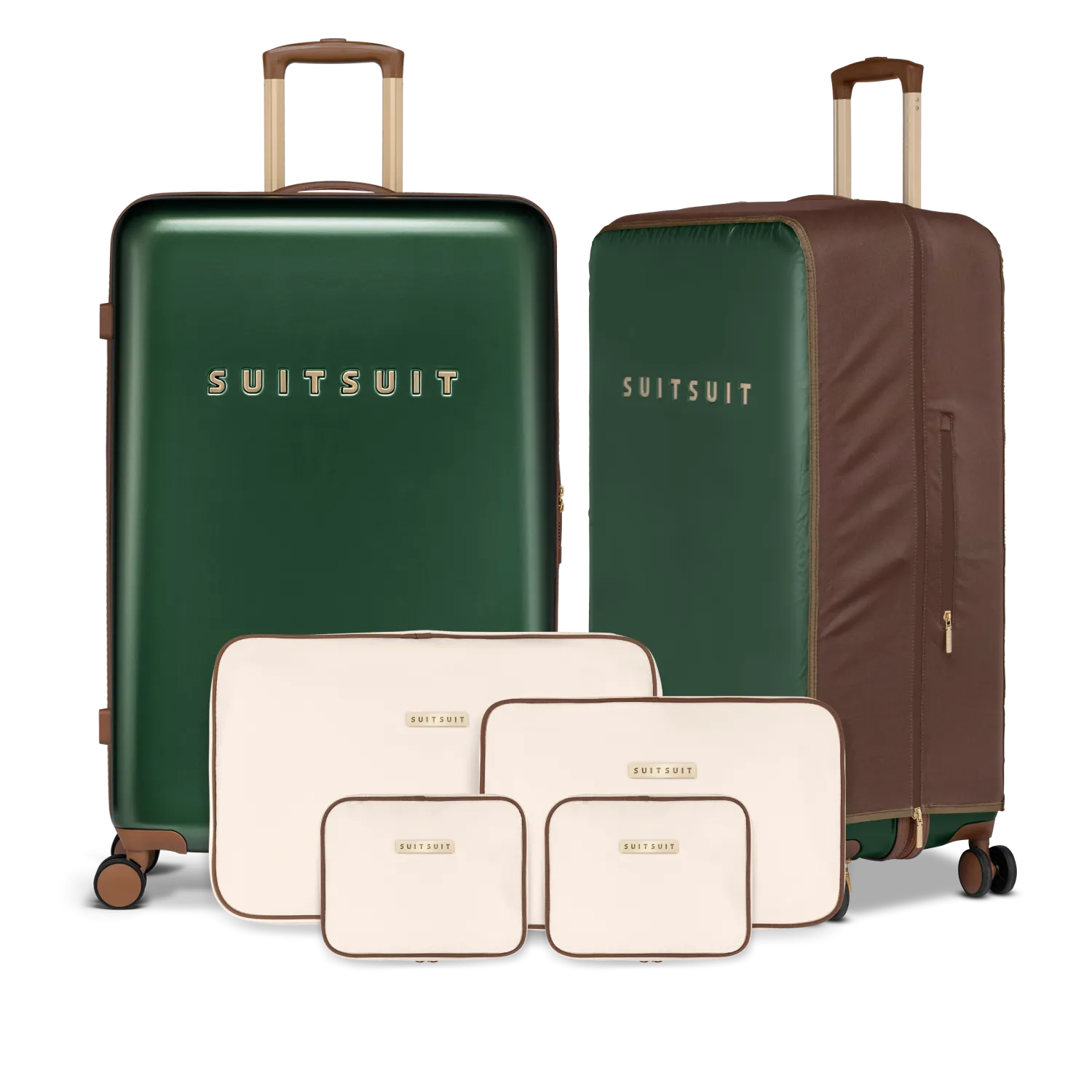 Optimized Product Title: Sleek Beetle Green Suitcase Set - Full Package (76 cm)