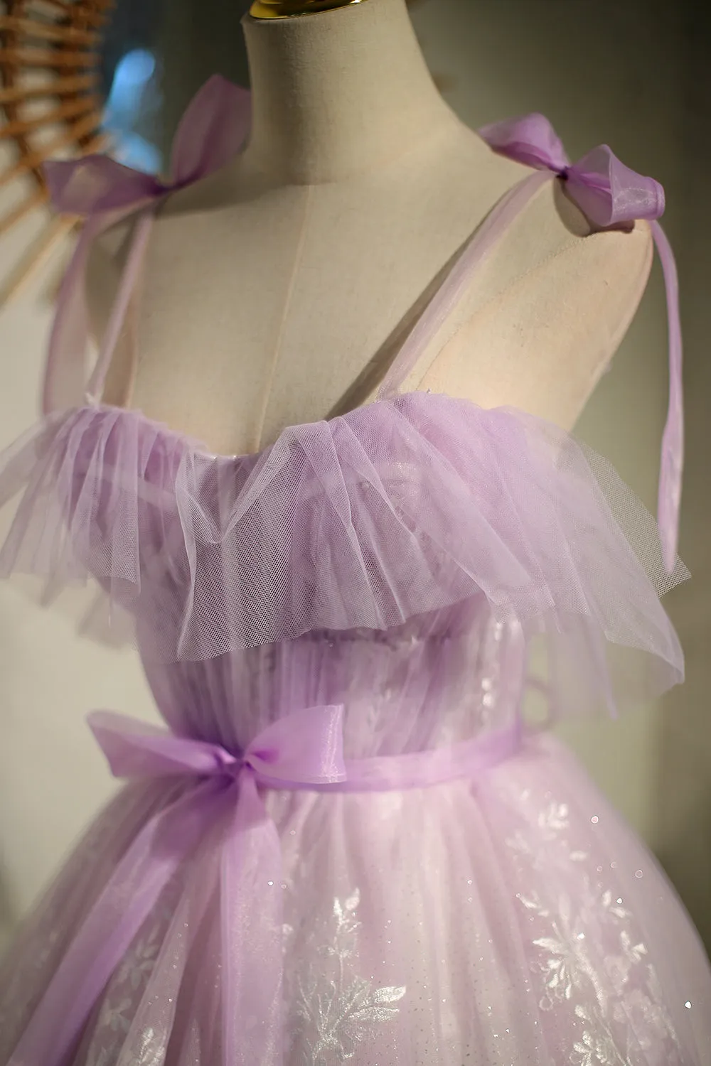 Fairy Short Mini Dress Lilac Birthday Party Dress Homecoming Dress With Appliques