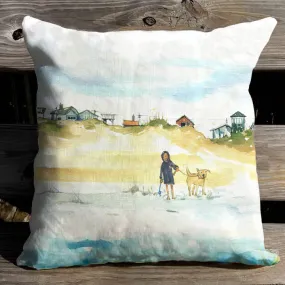 First to the Beach Indoor OR Outdoor Pillow