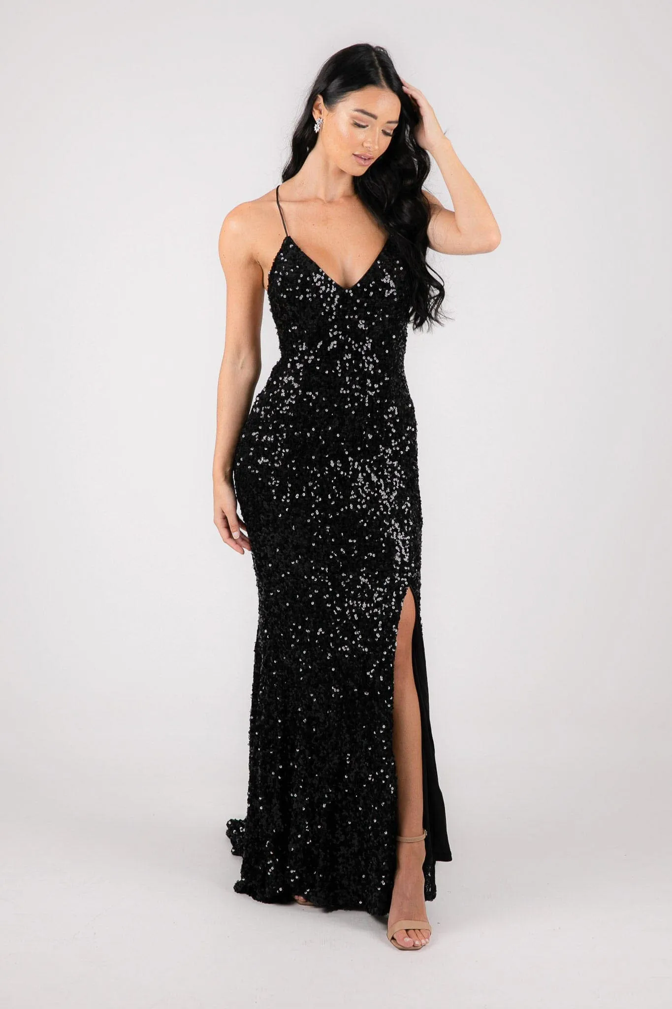 Fresiana Sequin Gown - Black