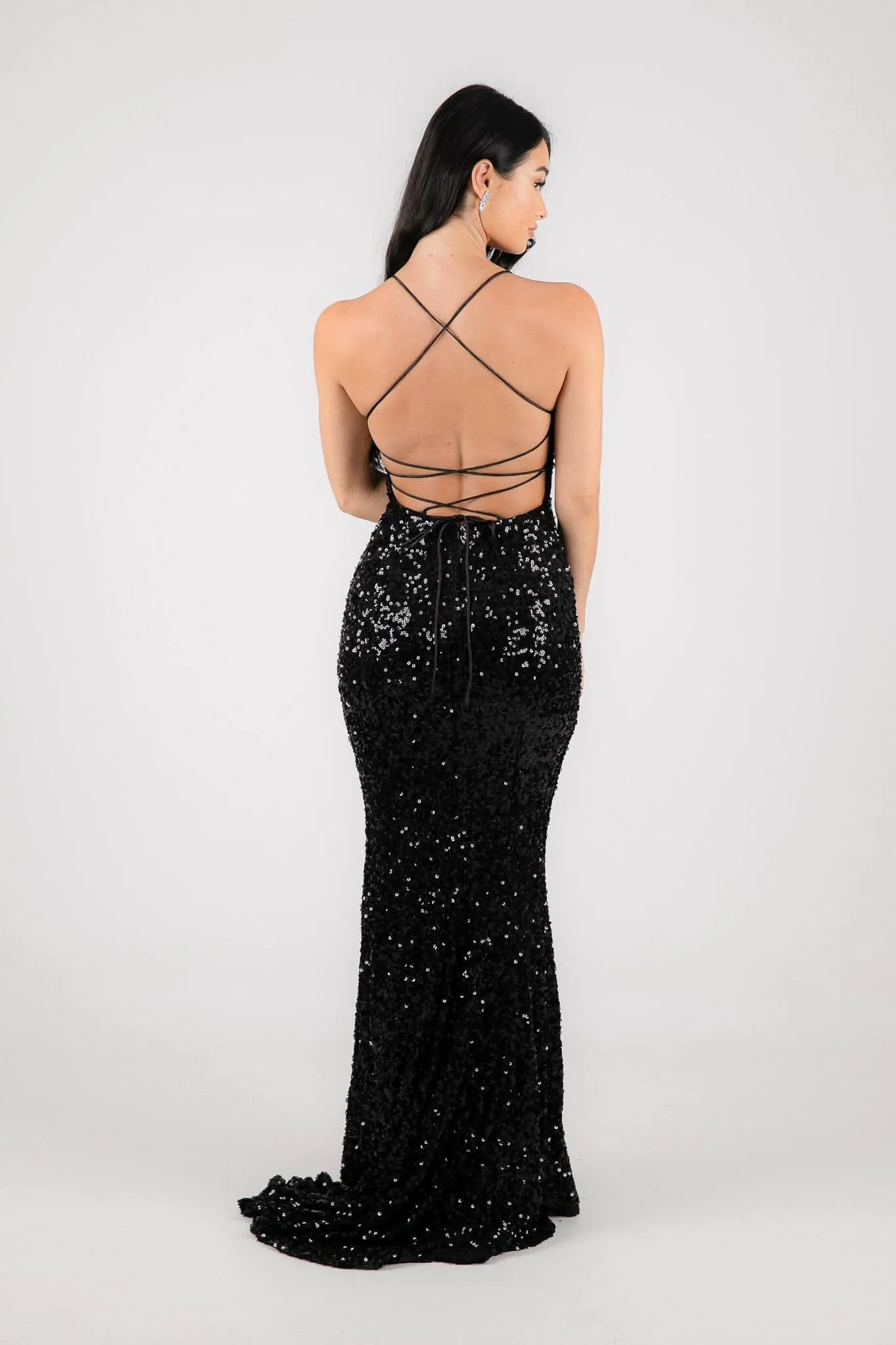 Fresiana Sequin Gown - Black